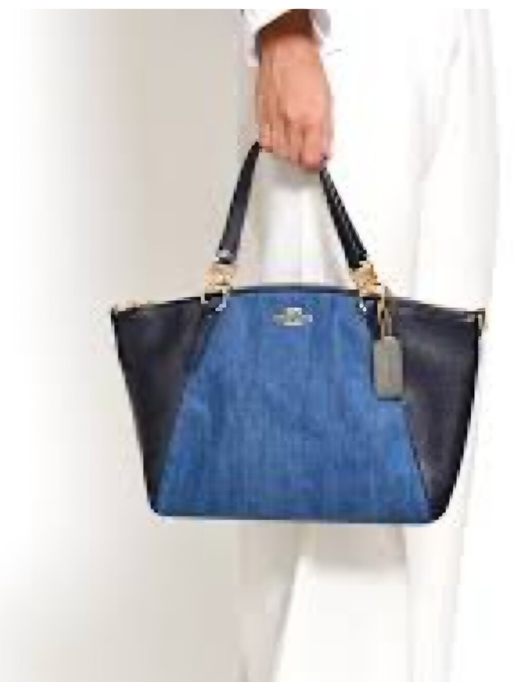 Coach Blue Denim & Black Leather Hand Bag. Does NOT come With Shoulder Strap